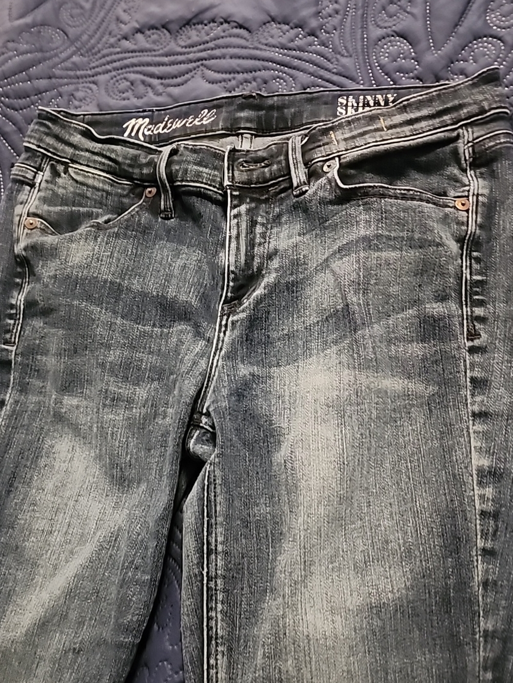 Madewell Women's Shiny Skinny Jeans in Washed Blue-Gray